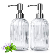 18oz luxury clear glass hand Liquid Soap Bottle glass pump dispenser bottle with pump